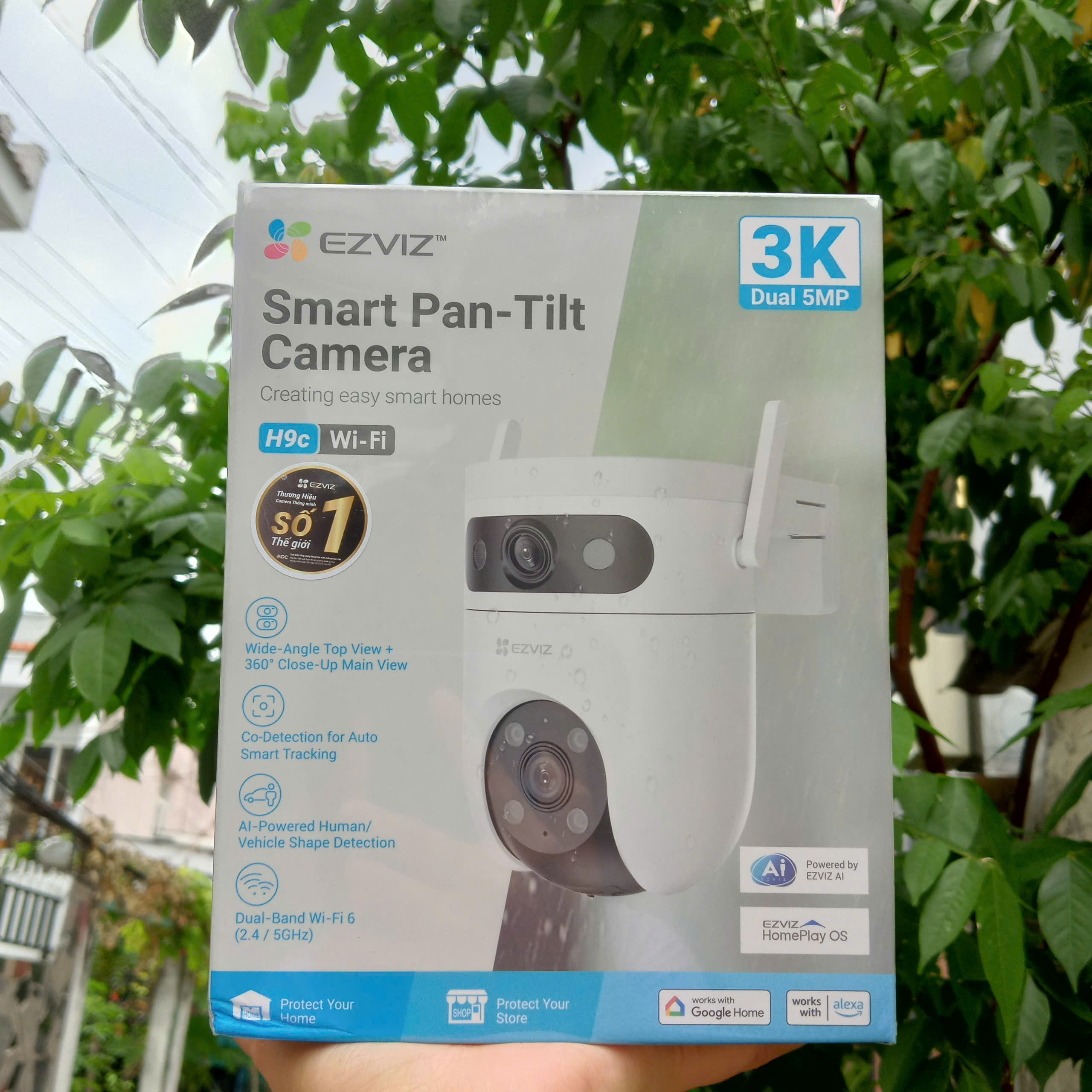 EZVIZ H9C 10MP - Dual 3K + 3K (5760 × 3240| Mắt trên Cố Định, mắt dưới xoay 360 | Đàm thoại | Có màu ban đêm | Lắp ngoài trời)