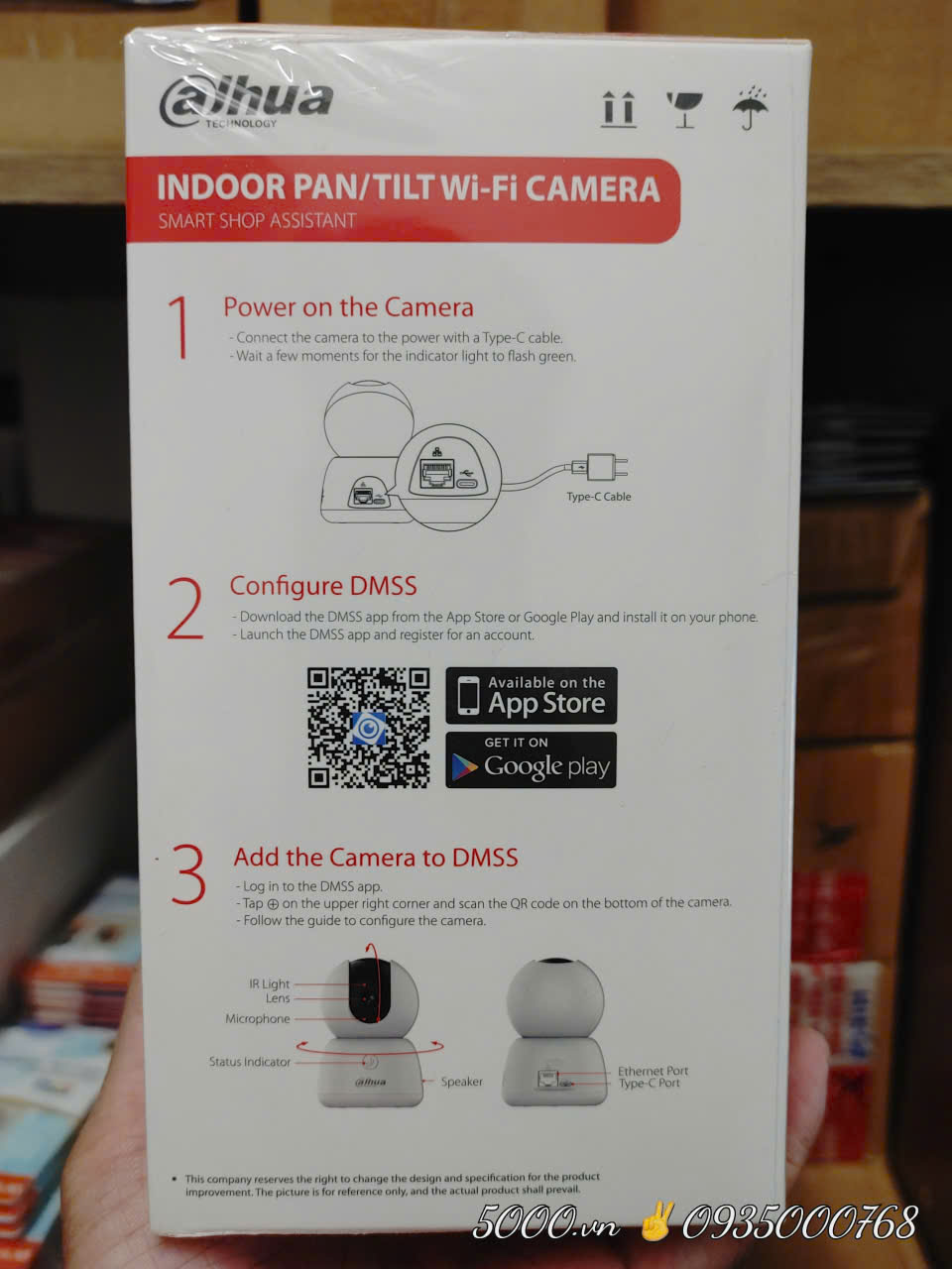 DAHUA H3B-3MP Smart Shop - Camera Wifi để bàn lễ tân, triệu hồi Sếp trong 1 lần bấm | Đàm thoại | Quay quét | Tầm nhìn ban đêm | thùng 30c | App: DMSS