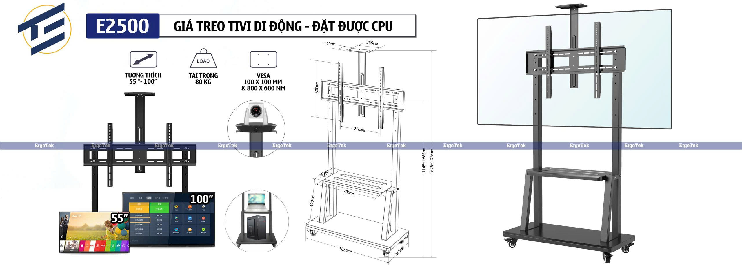 Khung treo tivi DI ĐỘNG ( có 4 bánh xe )