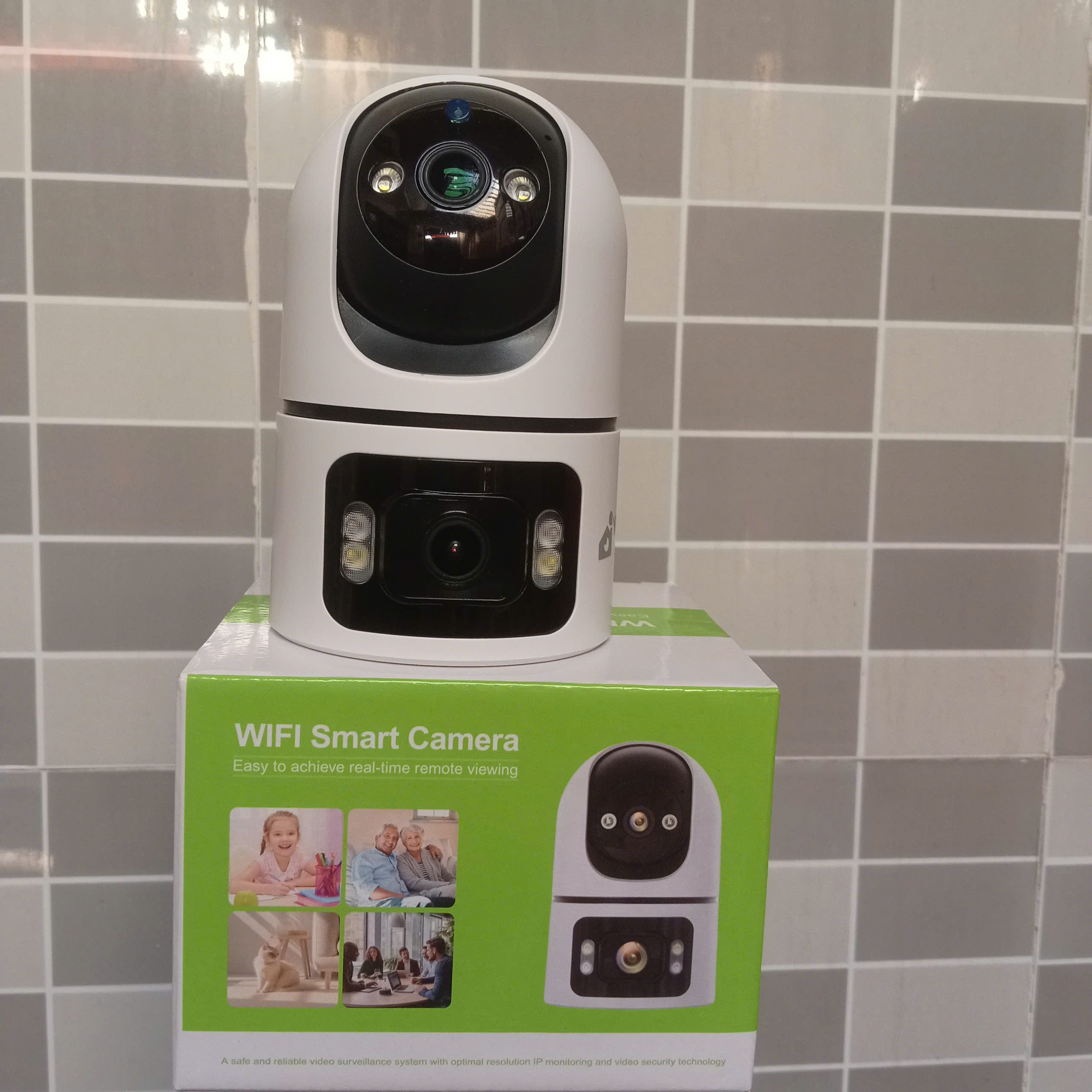 YOOSEE Q86 Green - Yoosee S2xep 3MP Dual Lens, cổng TypeC, Đế xoay 360 độ , đàm thoại, có màu, 2 mắt 2 khung độc lập, thùng 30c