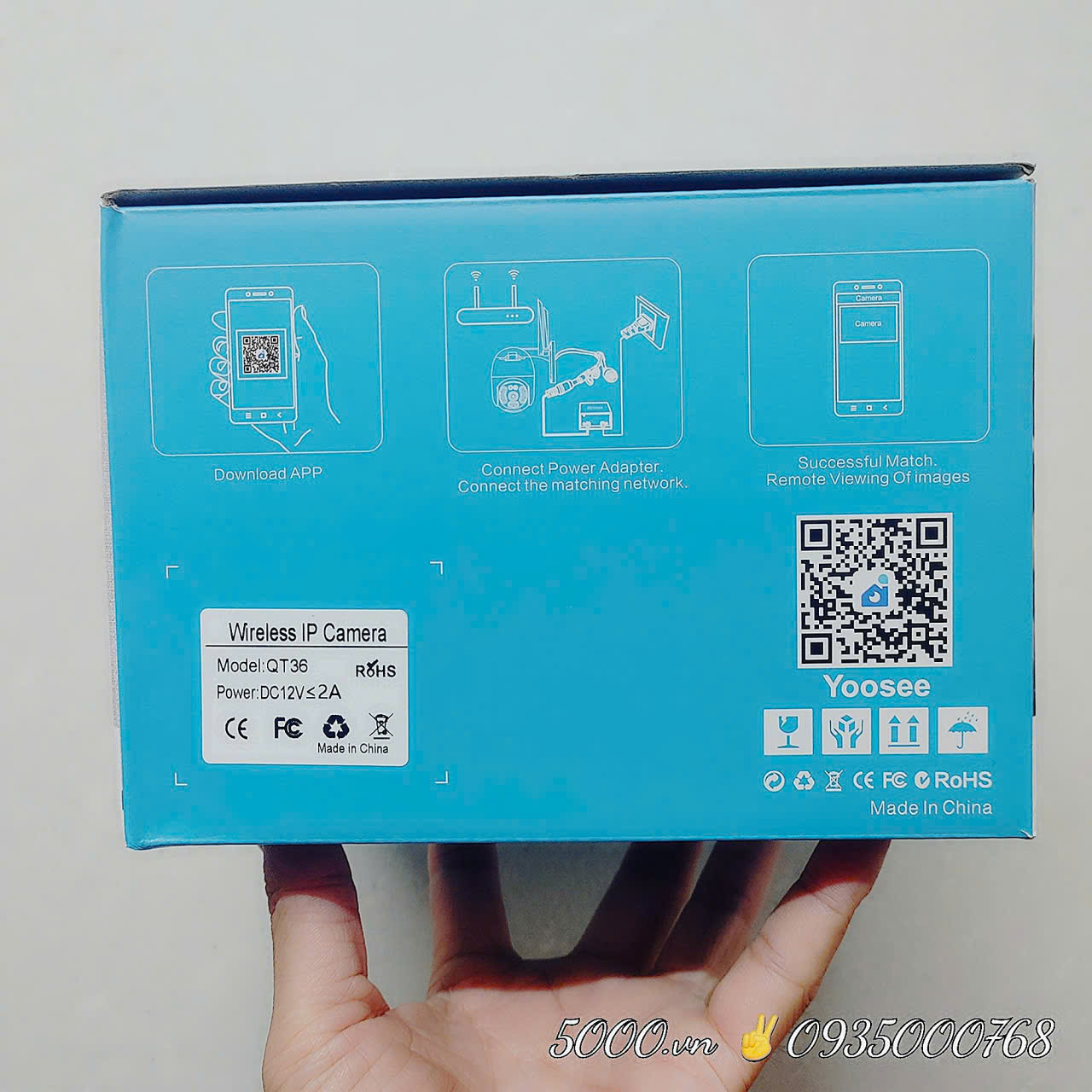 YOOSEE Q42D quốc dân - Điện áp 12V2A, có LAN , đàm thoại, có màu, 2 mắt 2 khung độc lập, thùng 30c, tên khác: JT-8696QJ | QT36 | QPT36 + 6 (số LED mắt xoay)