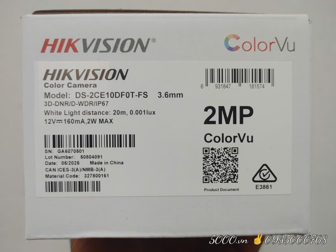 Analog Camera Hikvision DS-2CE10DF0T-FS (3.6MM) | Có micro | Có màu