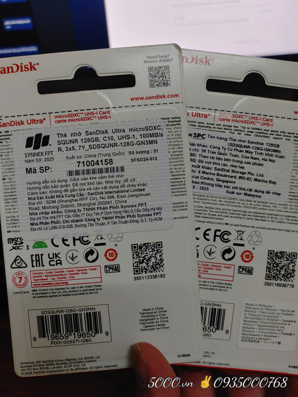 Thẻ nhớ SANDISK 128GB Chính Hãng ✌ Tem SPC or FPT | 7 Năm | Hộp 100c