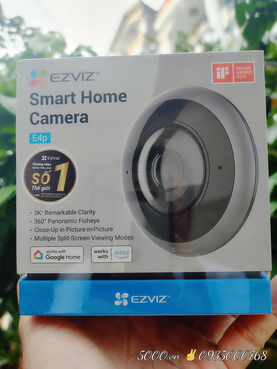 (5.0Ghz) Camera 6MP  EZVIZ E4P 3K+ | Camera Wi-Fi mắt cá, Màn hình toàn cảnh, 5 mắt 5 khung hình 5 góc nhìn