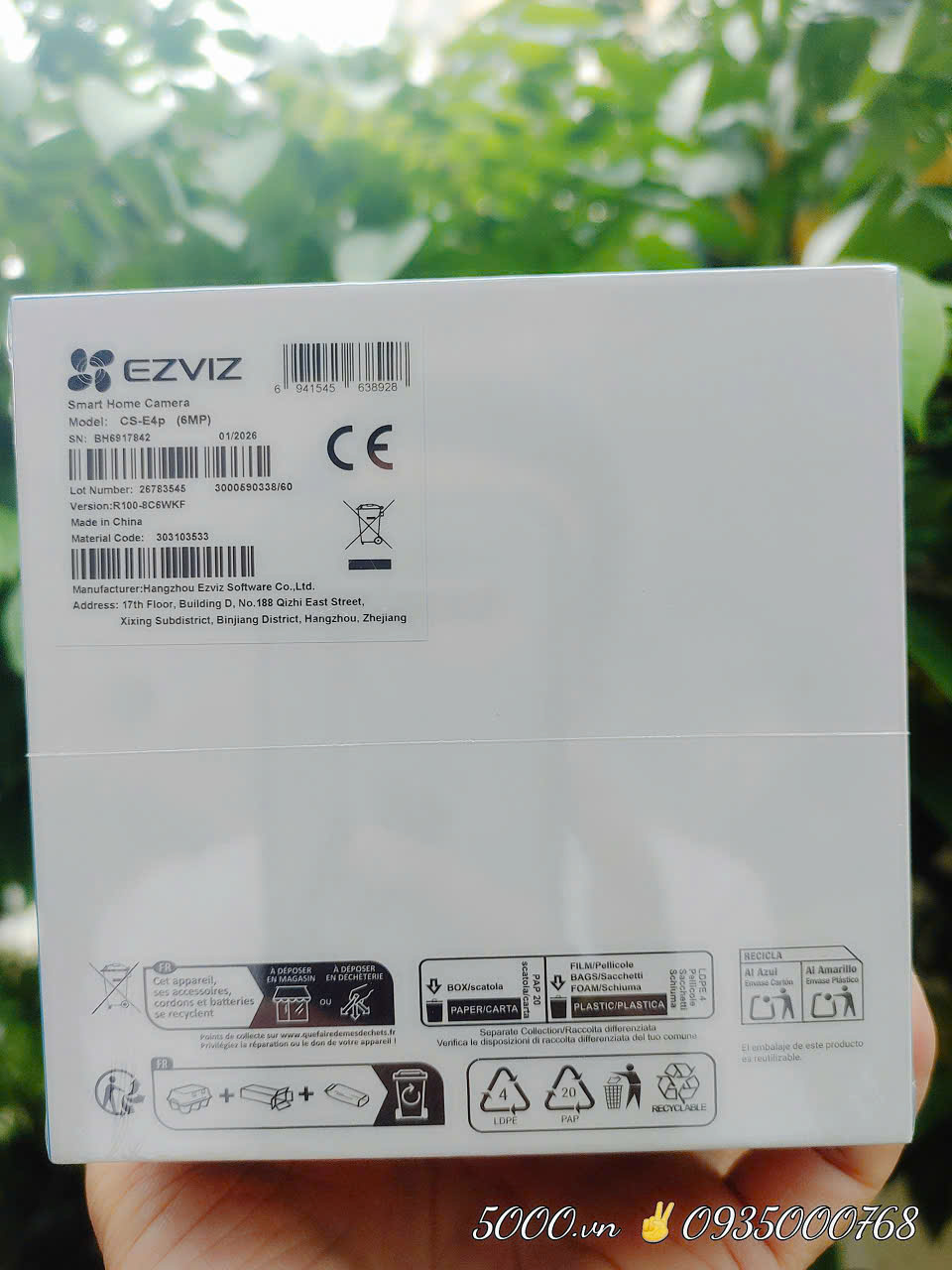(5.0Ghz) Camera 6MP  EZVIZ E4P 3K+ | Camera Wi-Fi mắt cá, Màn hình toàn cảnh, 5 mắt 5 khung hình 5 góc nhìn