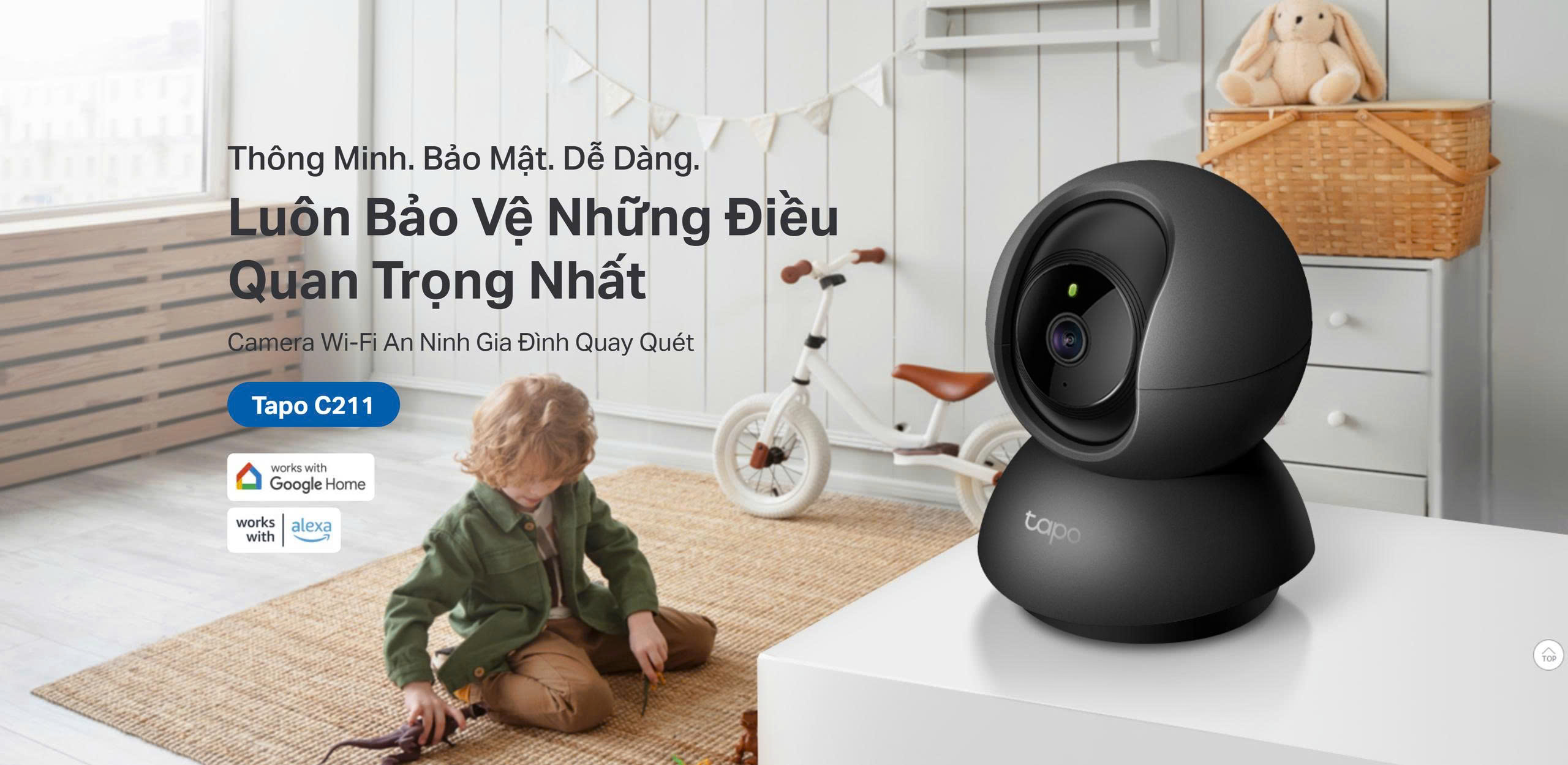 Camera IP Wifi TP-Link TAPO C211 3MP (2304×1296) - Màu đen ngụy trang, ẩn mình vào tường đen