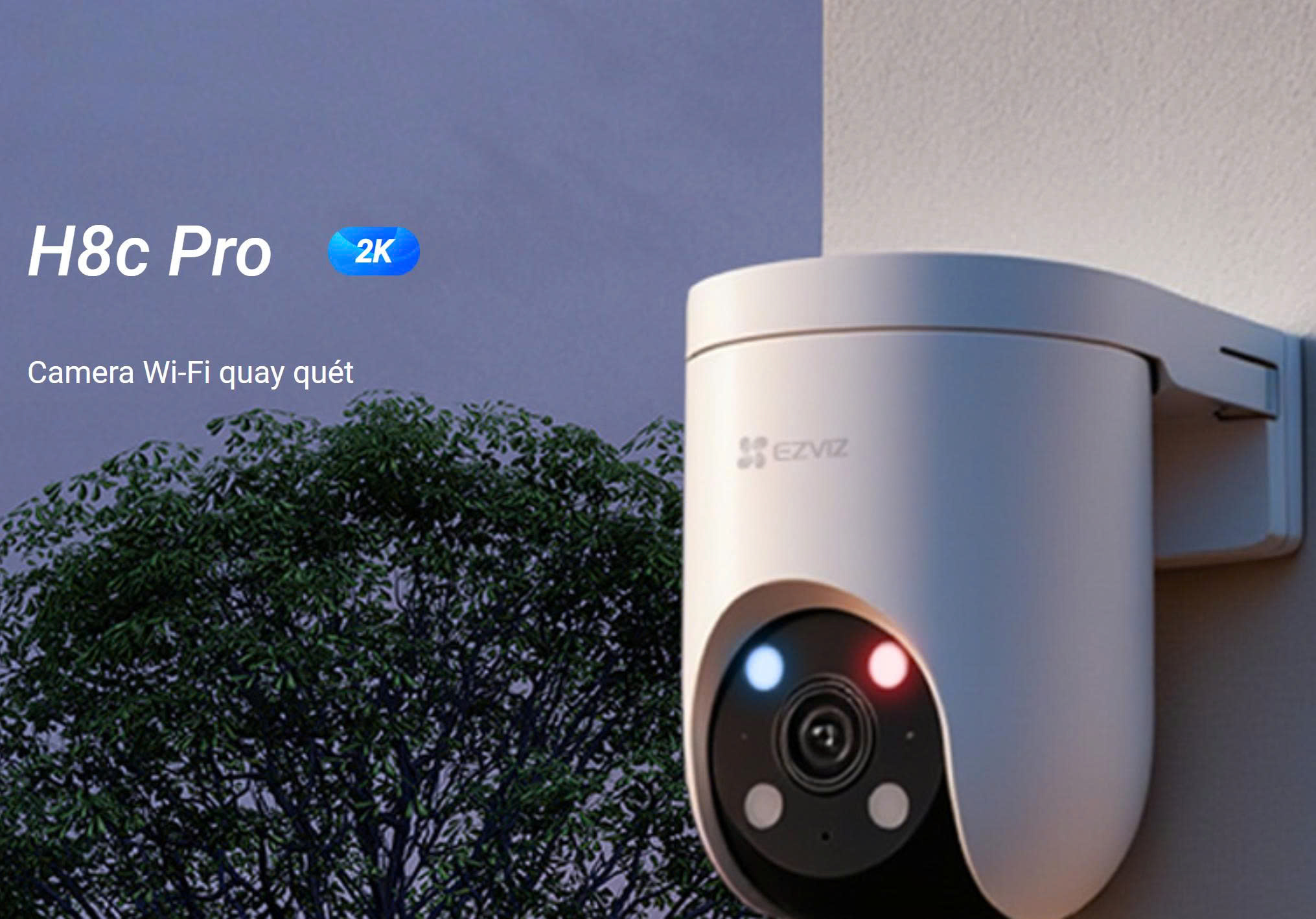 *(5.0Ghz) EZVIZ H8c Pro Wi-Fi 3K (5MP, đèn ĐỎ XANH) - Cảnh báo tức thì, Hợp chuẩn An ninh | Đêm vẫn có màu | Đàm thoại | Xoay 360 | Tích hợp luôn AI nhận diện người và xe | Wifi 2 tần số 2.4Ghz và 5.0Ghz - Mua kèm H3C/C3TN 2MP, giảm 20,000đ
