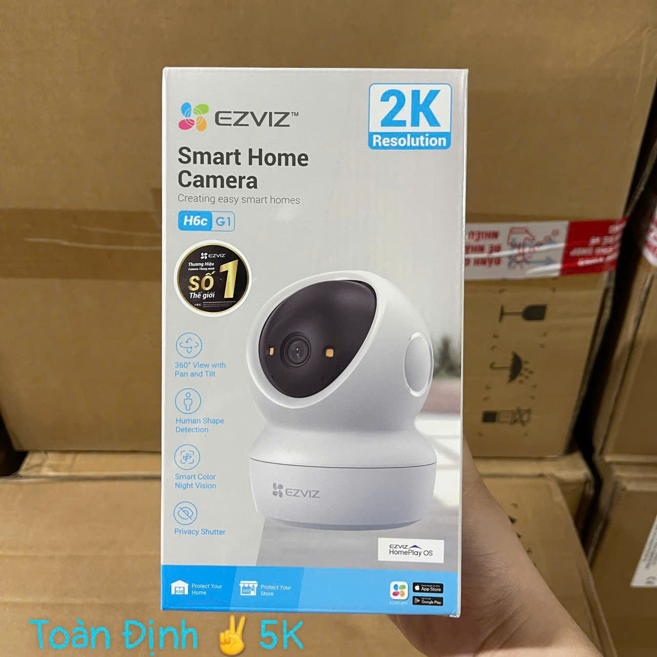 (3) EZVIZ H6C G1 2K | 3K | 4K - Góc rộng 85 độ | Có Màu | Đàm thoại | Xoay 360 | Thùng 30c ✌ Riêng mã 8MP 4K có thêm tần số 5.0Ghz