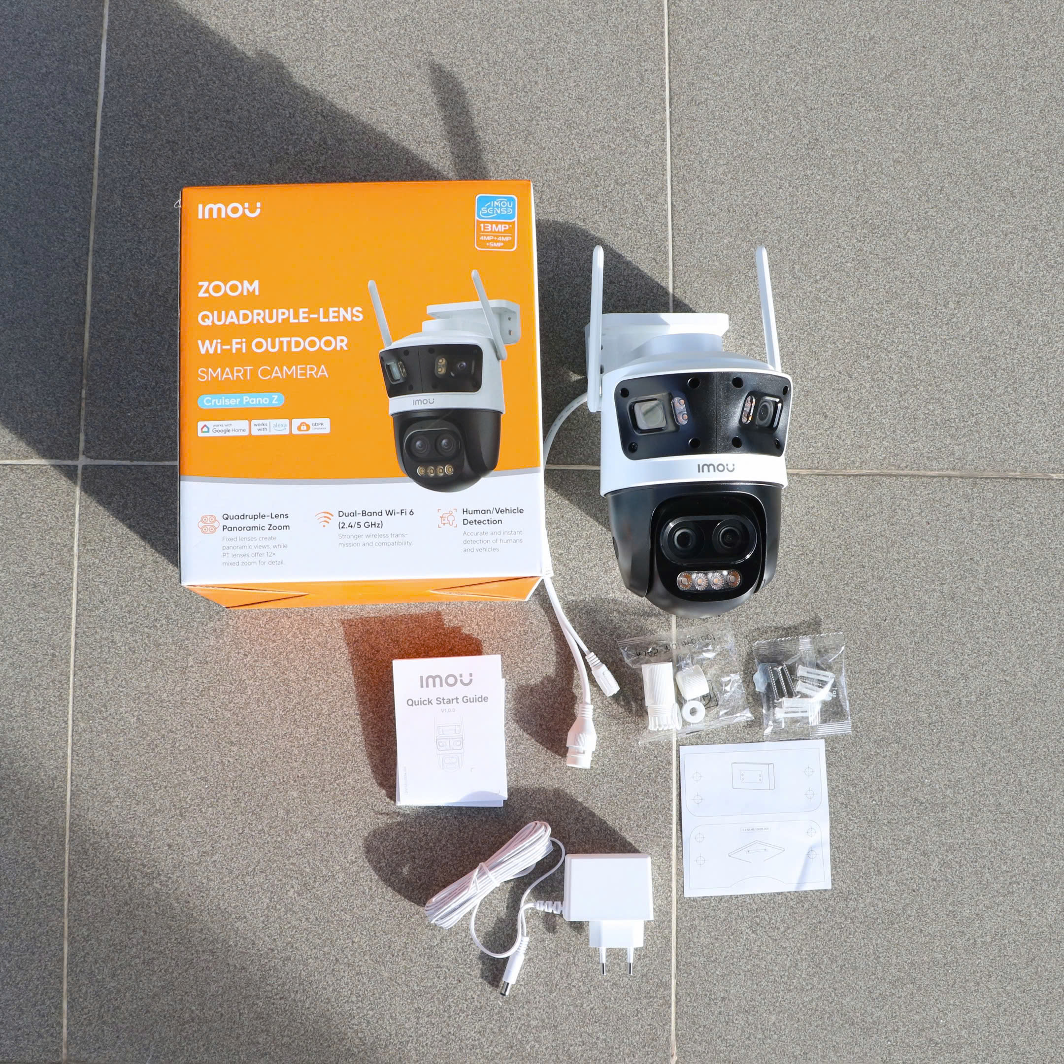 4 Mắt IMOU S76DP 13M, nickname IMOU PANO Z ( 4MP + 4MP + 5MP + Zoom) - IPC-S76DP-13M0N - Camera siêu zoom 12X & Góc Rộng 4 Ống kính, bắt tốt sóng wifi 5.0Ghz
