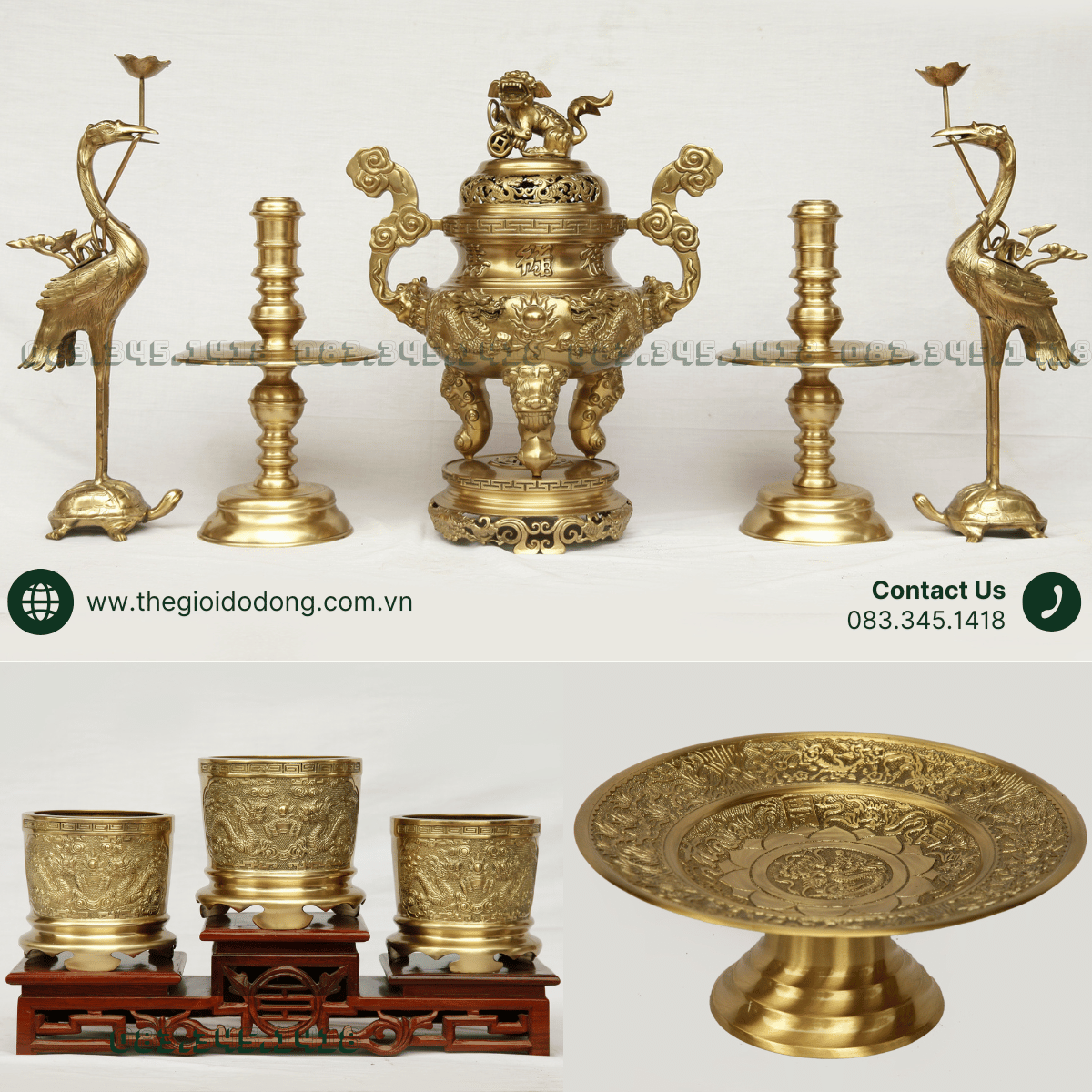 Bộ Đồ Thờ Bằng Đồng Cát Tút Chuẩn Chất Lượng