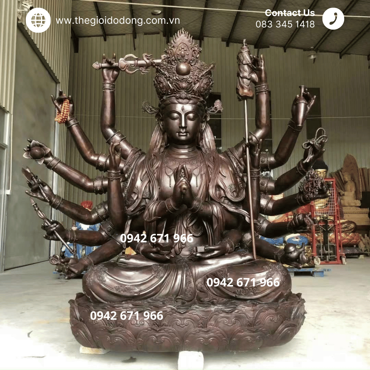 Đúc Tượng Phật Mẫu Chuẩn Đề Bằng Đồng Cỡ Lớn