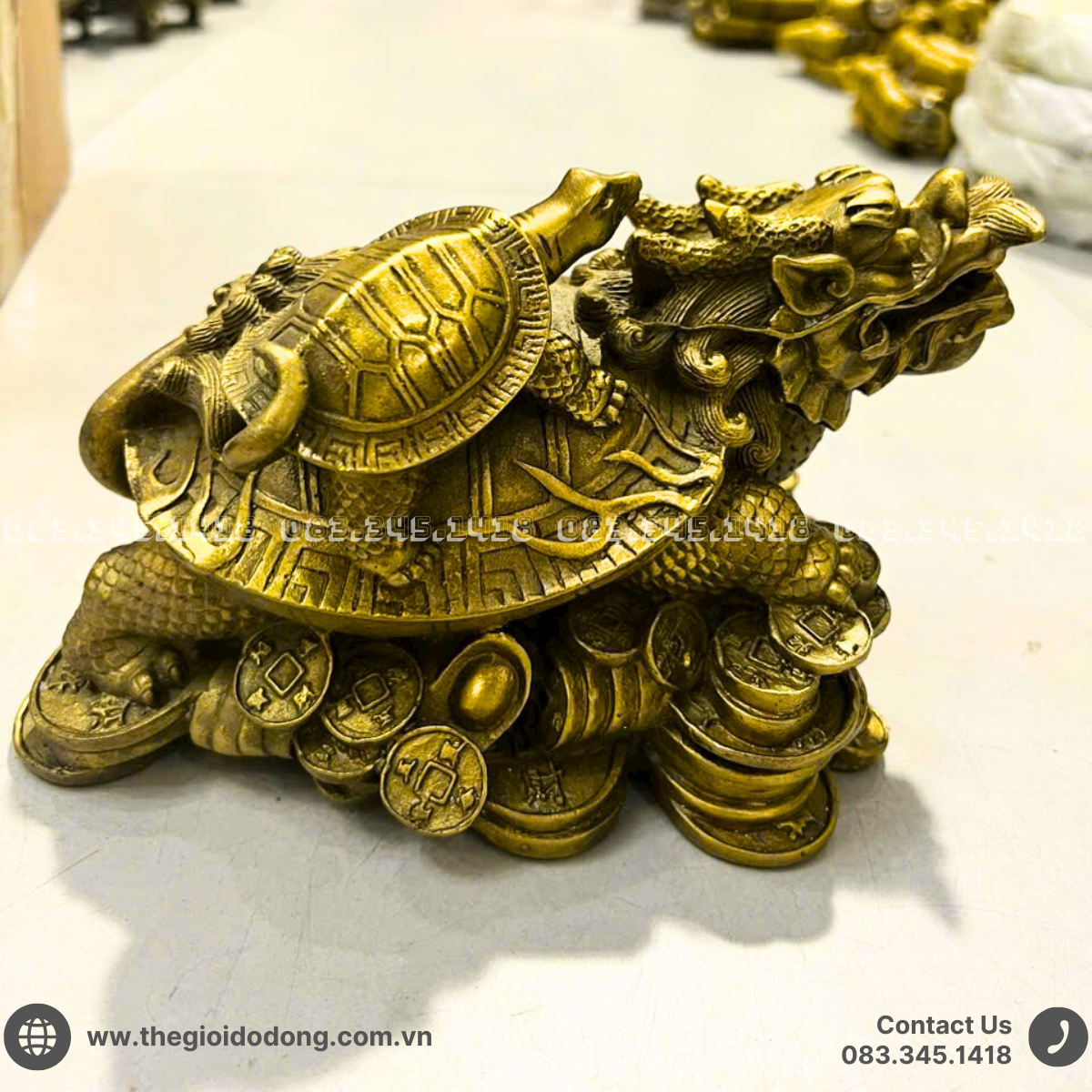 Long Quy Cõng Rùa Con Bằng Đồng | Phong Thủy Như Ý Cát Tường