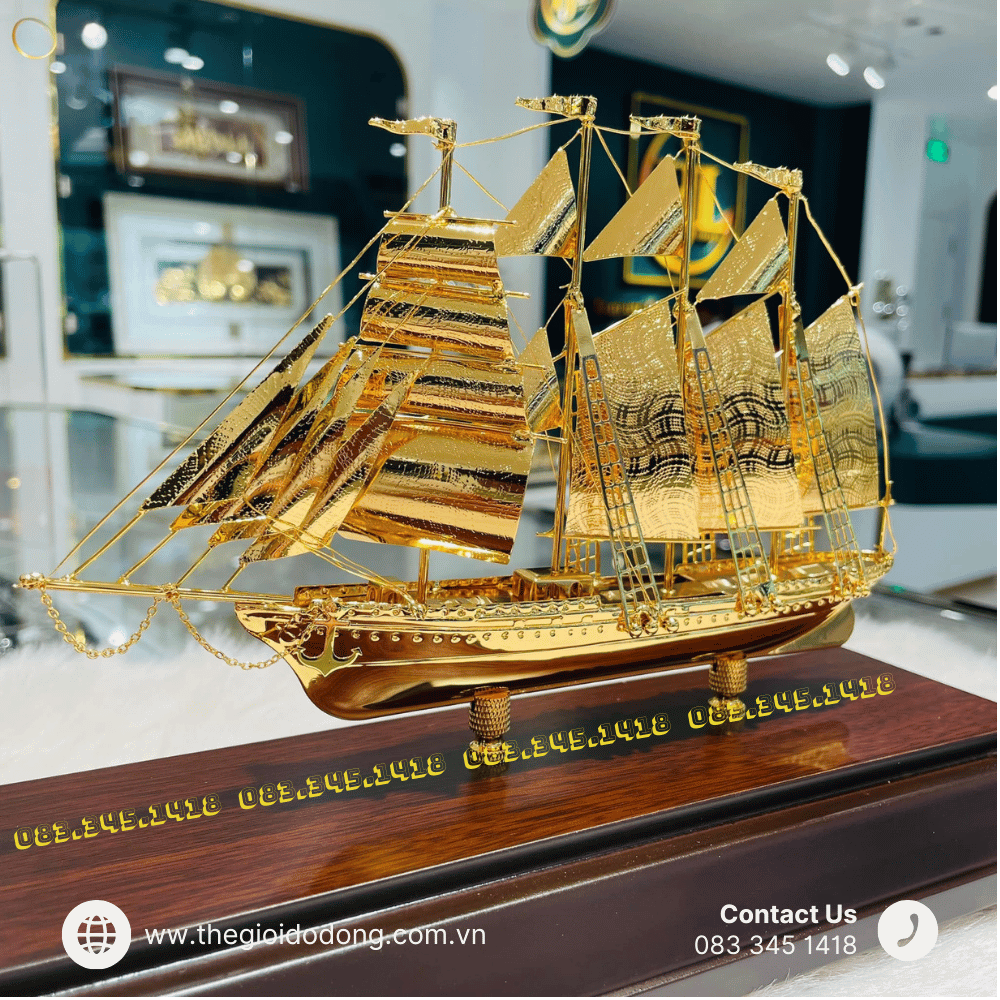 Hộp Thuyền Buồm Phong Thủy Dát Vàng 24k