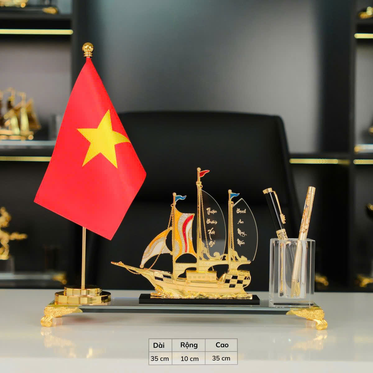 Quà Tặng Sếp, Đối Tác, Doanh Nhân - Khay Đựng Bút Thuận Buồm Xuôi Gió Để Bàn