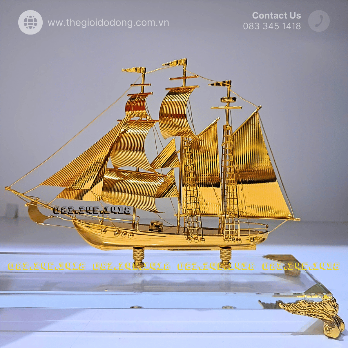 Hộp Đựng Bút Để Bàn Thuyền Buồm Mạ Vàng 24K – Quà tặng Doanh Nhân Sang Trọng