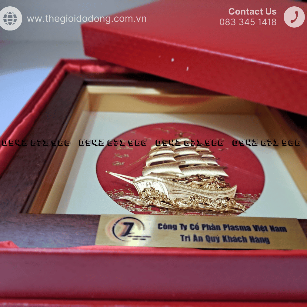 Tranh Thuyền Buồm Mạ Vàng 24K | Quà Tặng Gởi Gắm Lời Chúc Thuận Buồm Xuôi Gió