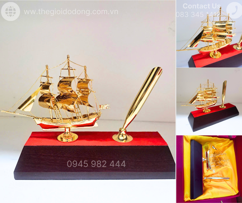 Quà Tặng Sếp Để Bàn Cắm Bút Thuận Buồm Xuôi Gió Mạ Vàng – Đẳng Cấp Ý Nghĩa
