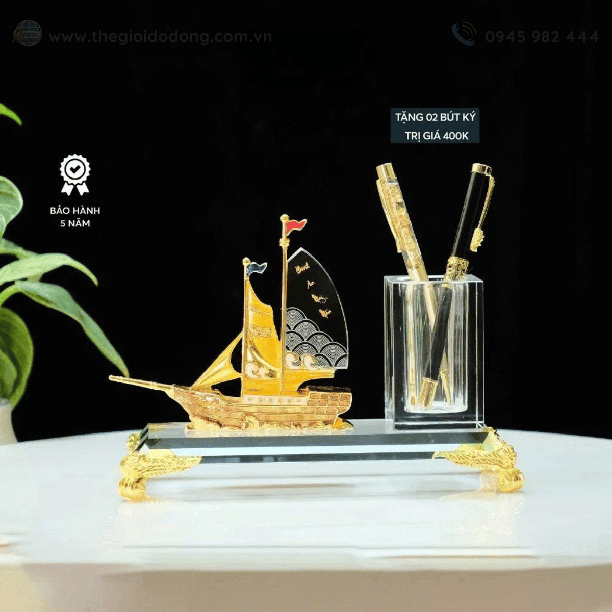 Quà Tặng Khách Hàng, Đối Tác – Ống Đựng Bút Để Bàn Thuận Buồm Xuôi Gió Sang Trọng Ý Nghĩa