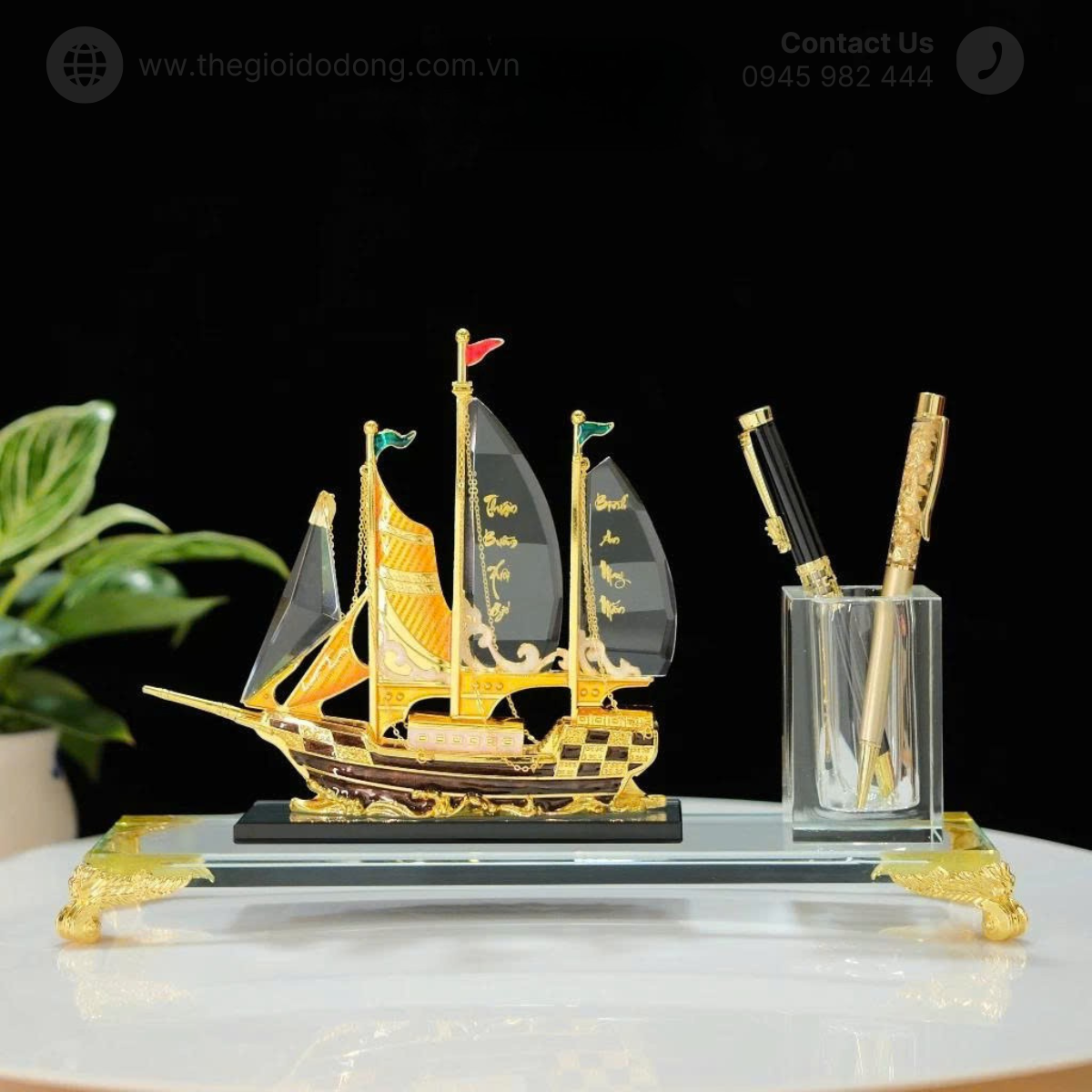 Quà Tặng Khách Hàng, Đối Tác – Ống Đựng Bút Để Bàn Thuận Buồm Xuôi Gió Sang Trọng Ý Nghĩa