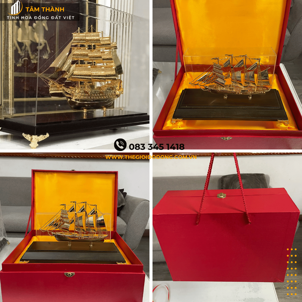 Mô Hình Thuyền Buồm Mạ Vàng 24k