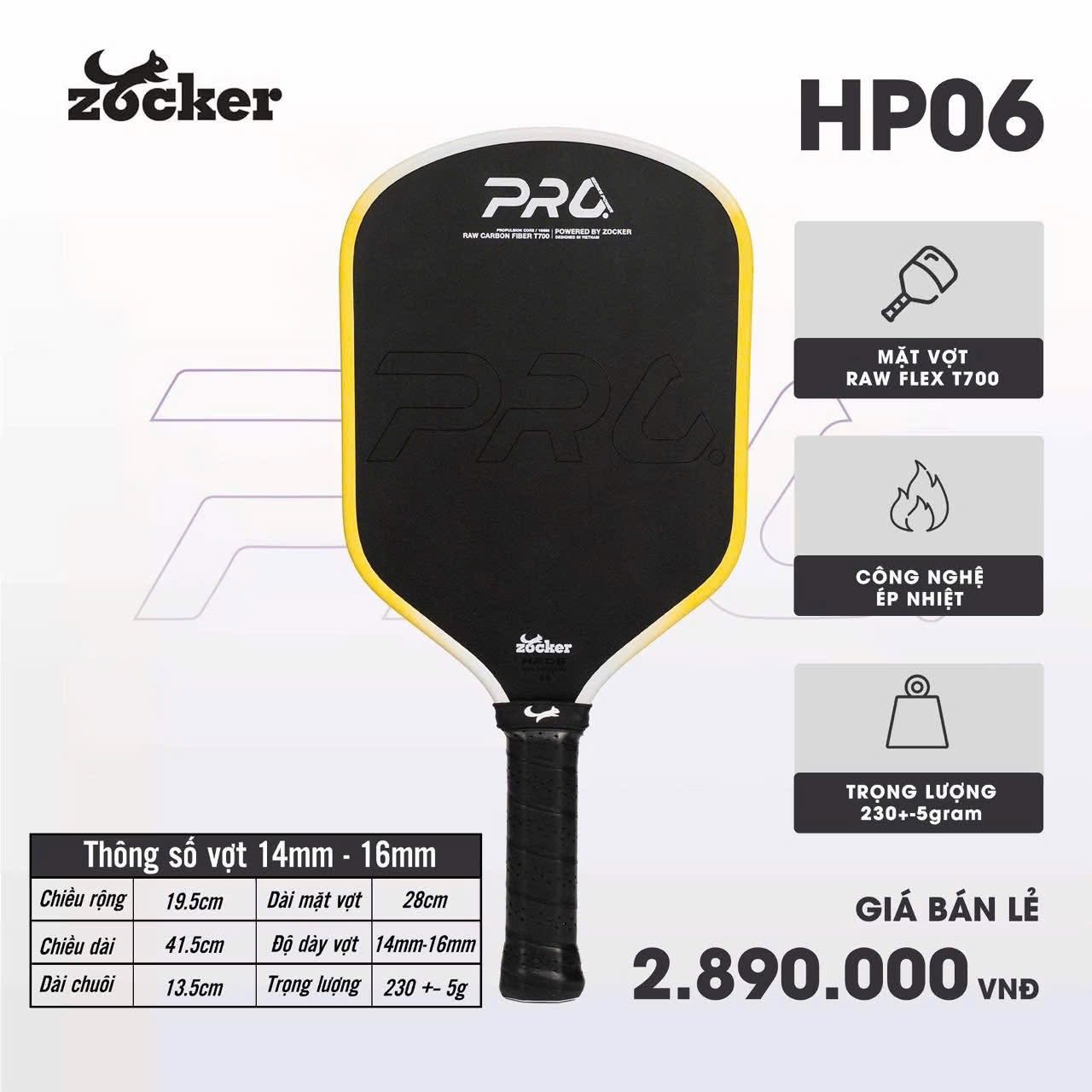 Vợt Pickleball Zocker HP06 Pro Series Power