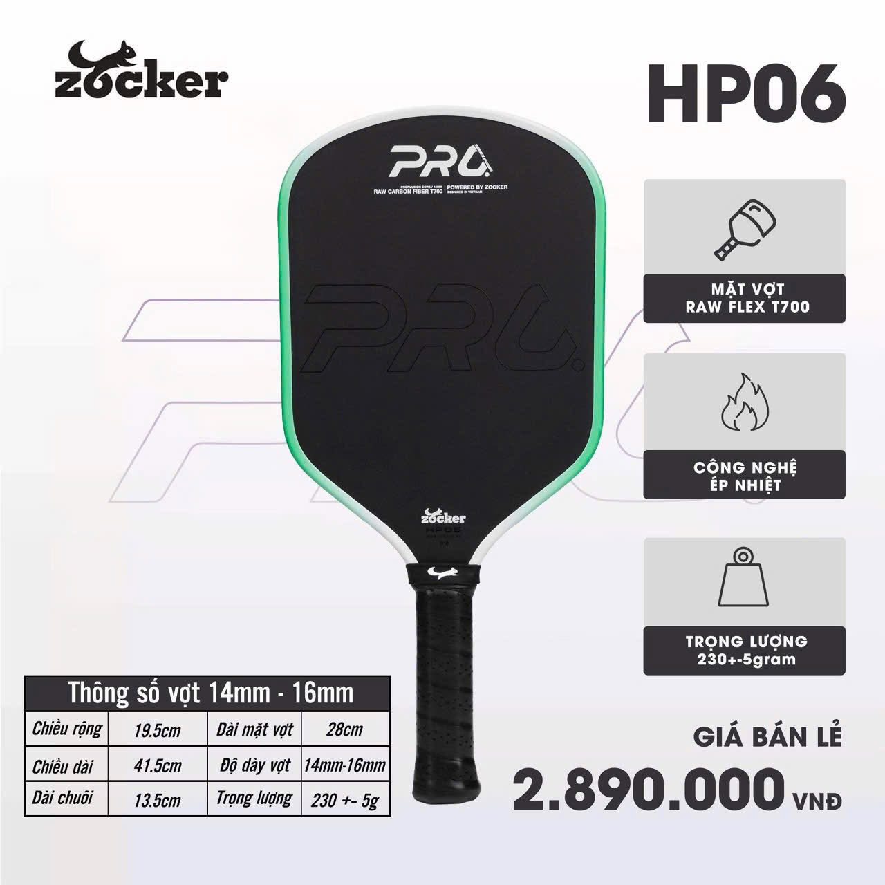 Vợt Pickleball Zocker HP06 Pro Series Power