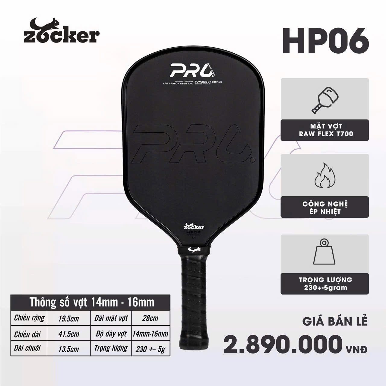 Vợt Pickleball Zocker HP06 Pro Series Power