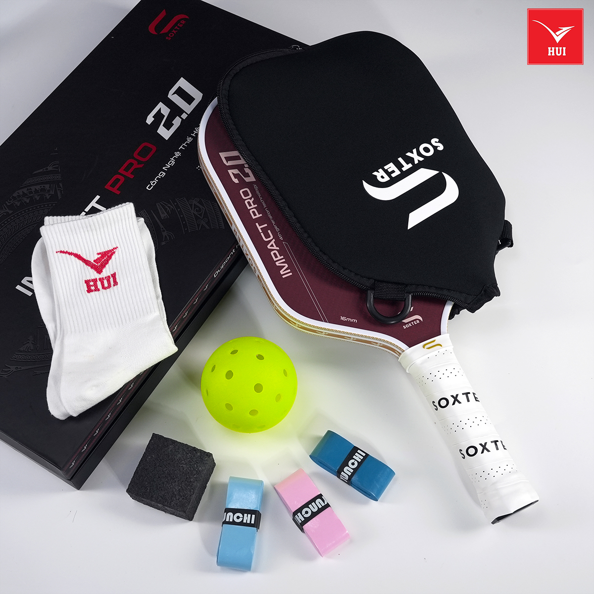 Vợt pickleball Soxter Impact Pro 2.0 - lõi gen4 thế hệ mới - Mặt vợt Carbon + Teflon