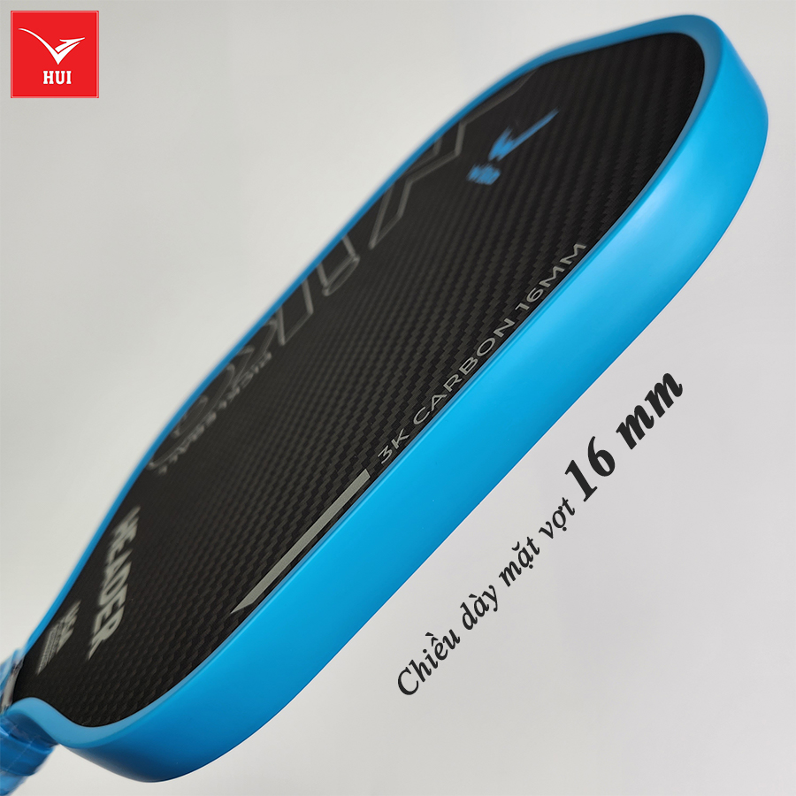 Vợt Pickleball Wika Header - Carbon T1000 cao cấp siêu nhám vân 3K - chiều dày viền 16mm