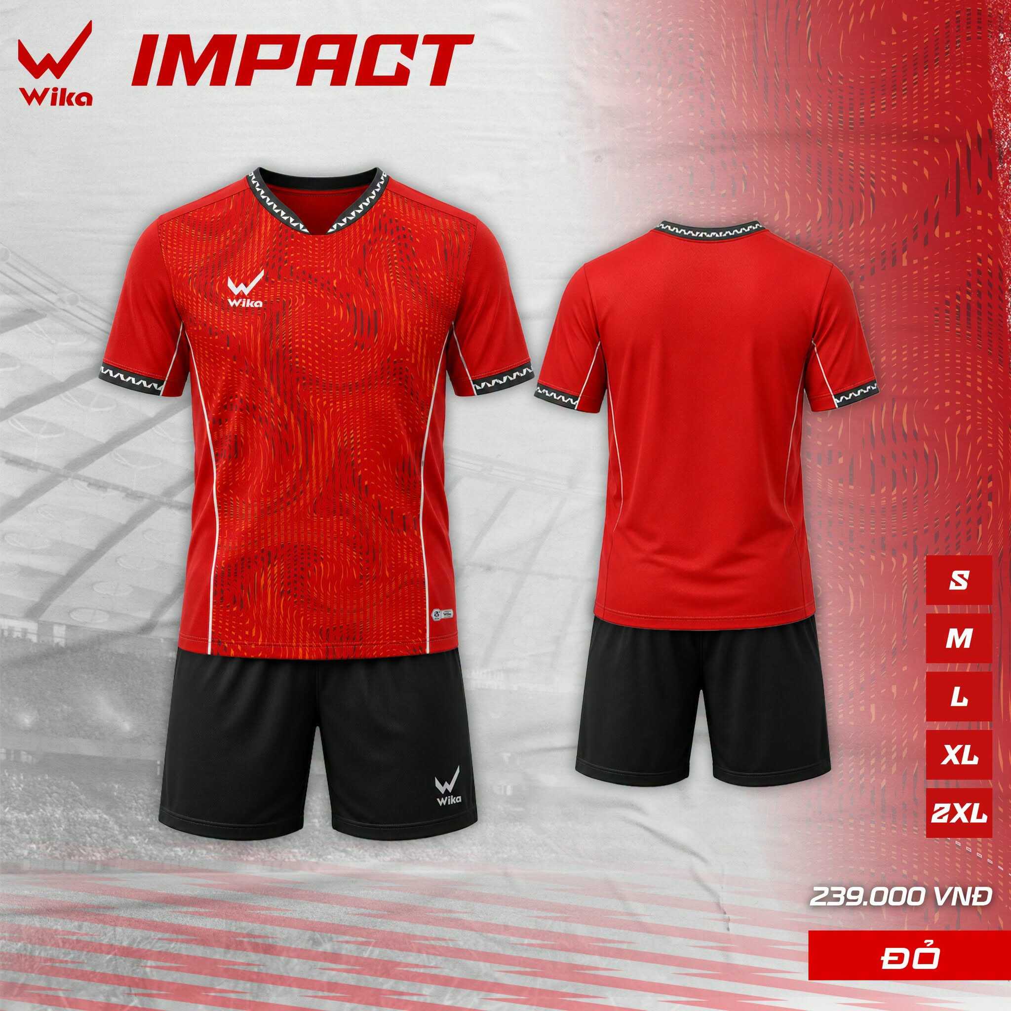Bộ quần áo bóng đá Wika Impact màu Đỏ