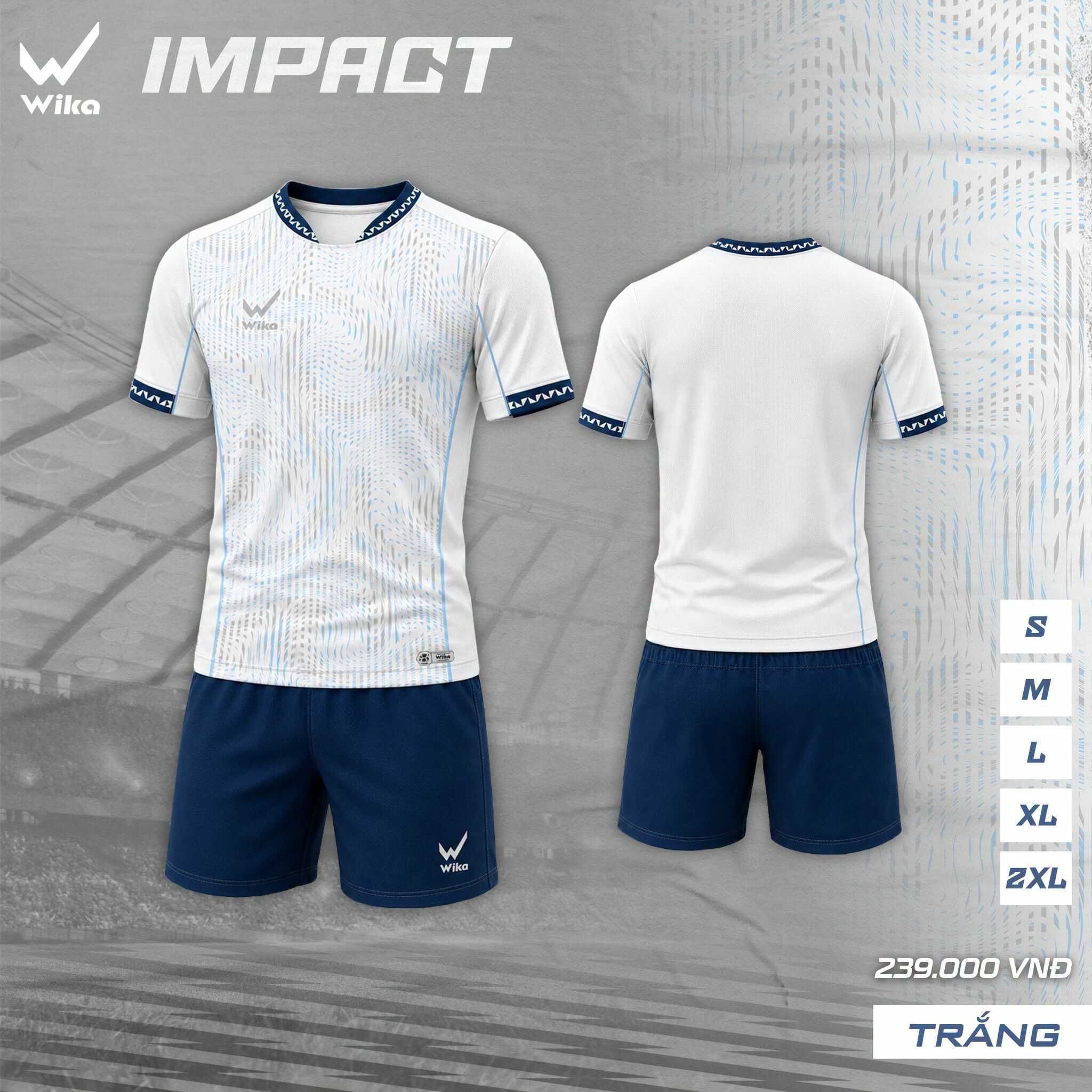 Bộ quần áo bóng đá Wika Impact màu Trắng