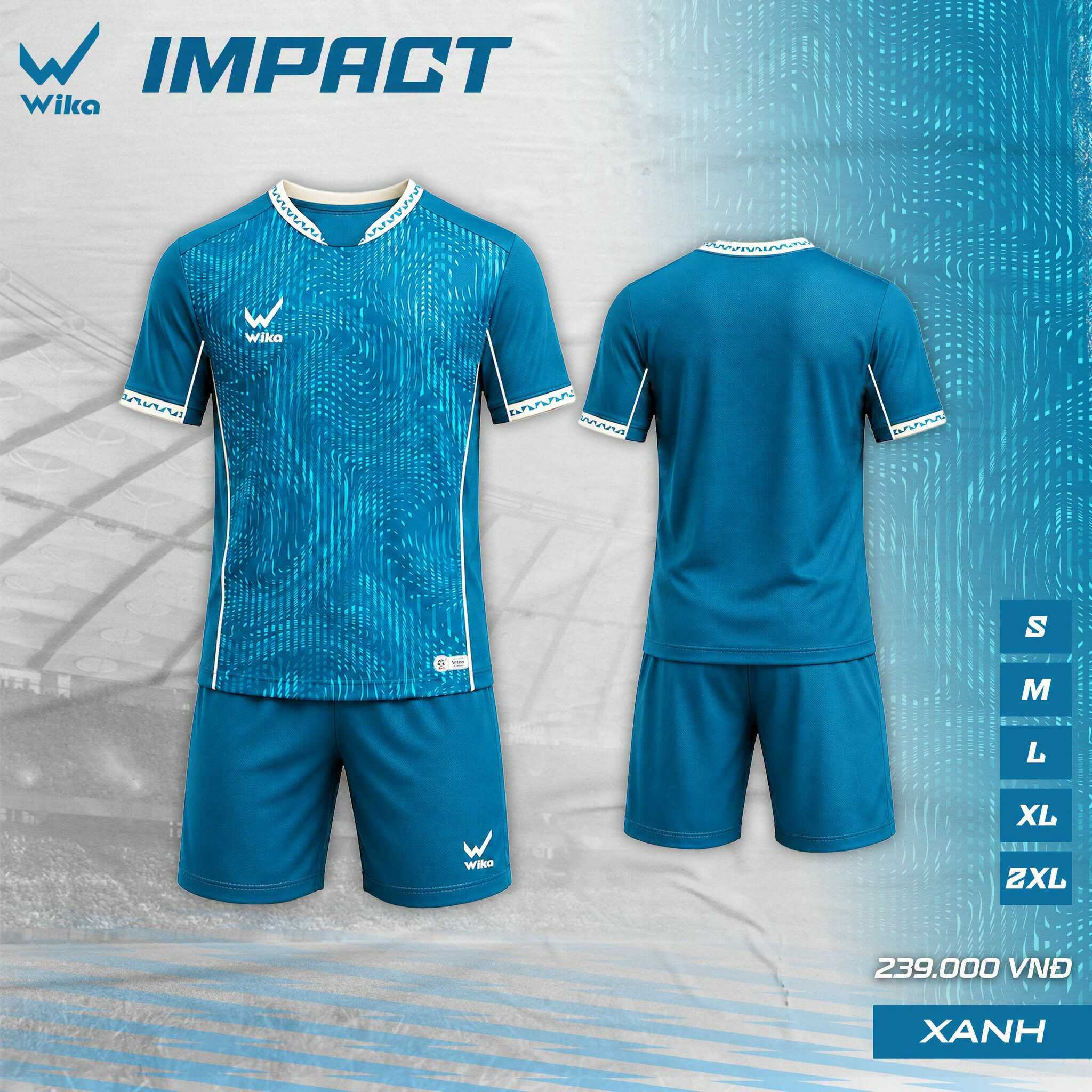Bộ quần áo bóng đá Wika Impact màu Xanh