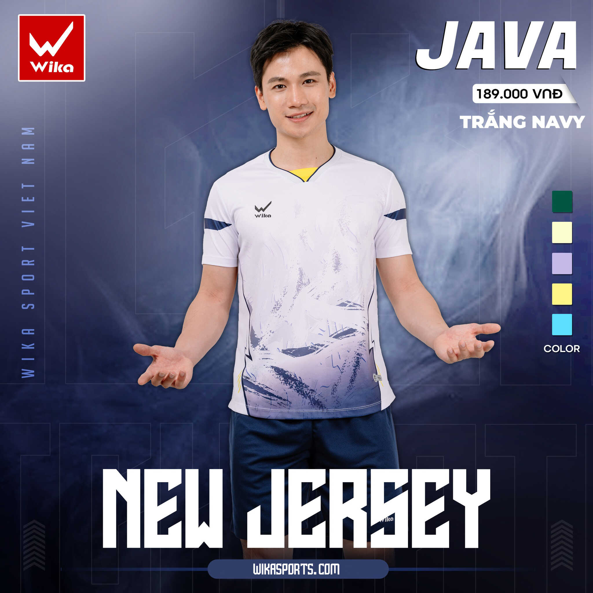 Bộ quần áo bóng đá Wika Java màu Trắng navy