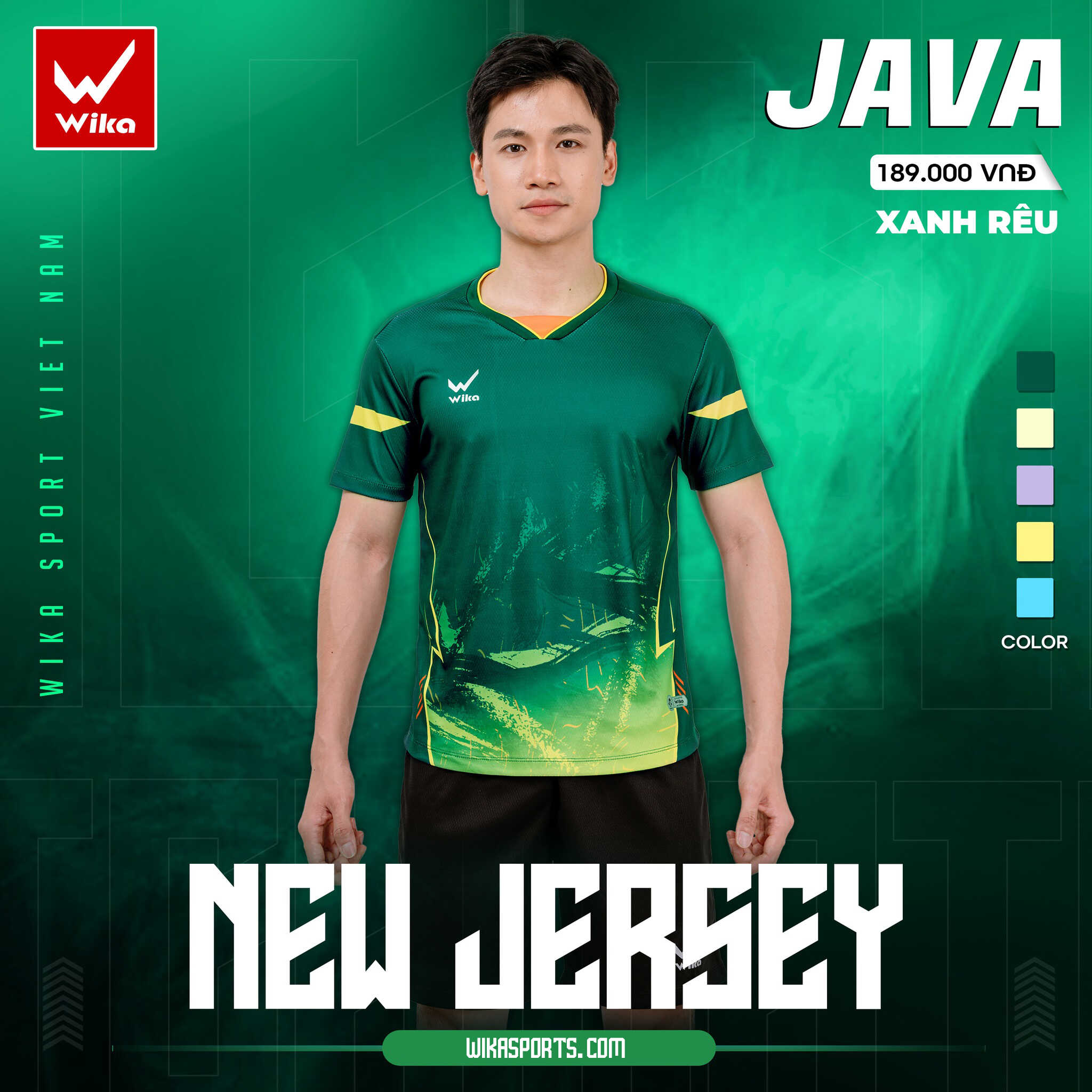 Bộ quần áo bóng đá Wika Java màu Xanh rêu