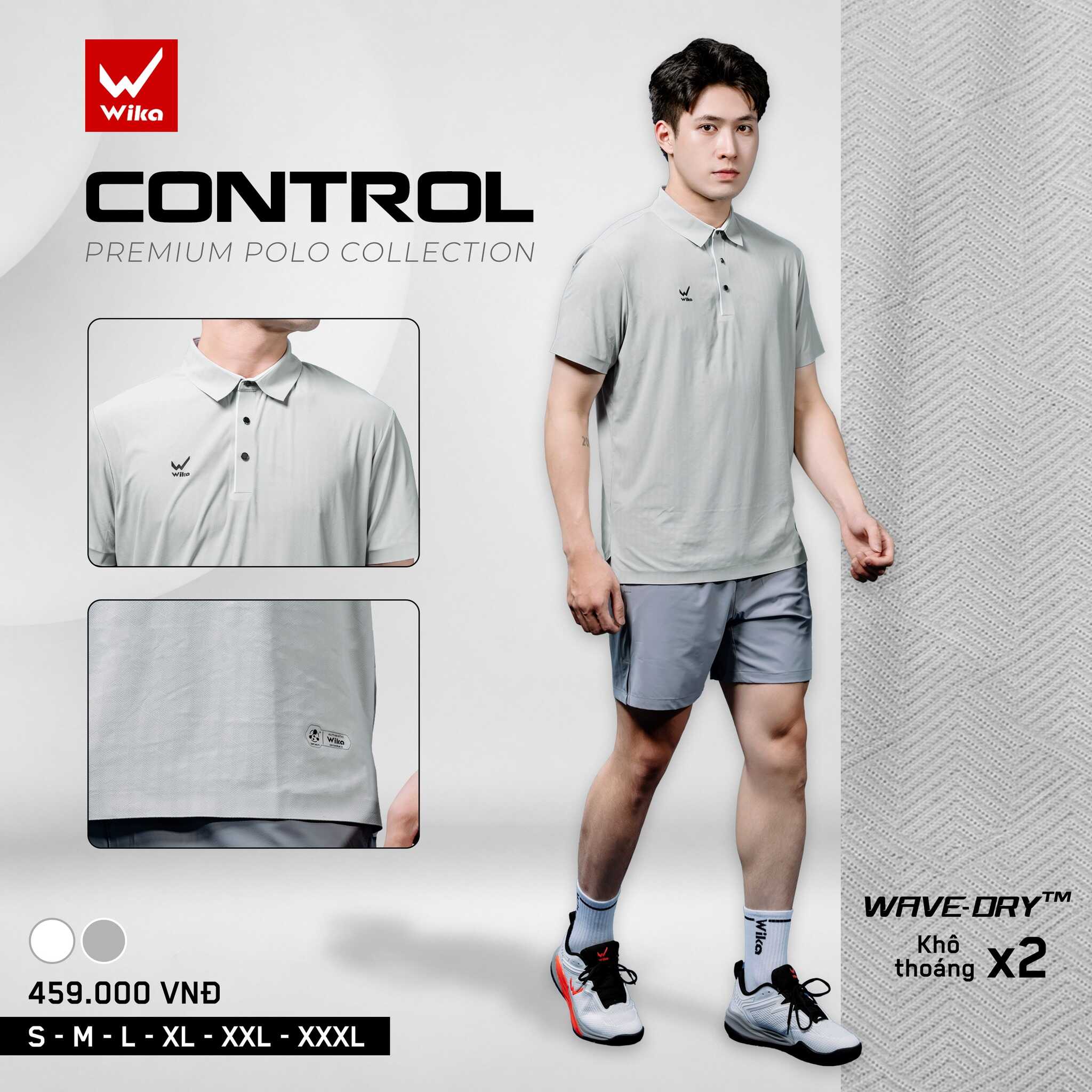Áo thể thao Polo Wika Control màu Xám