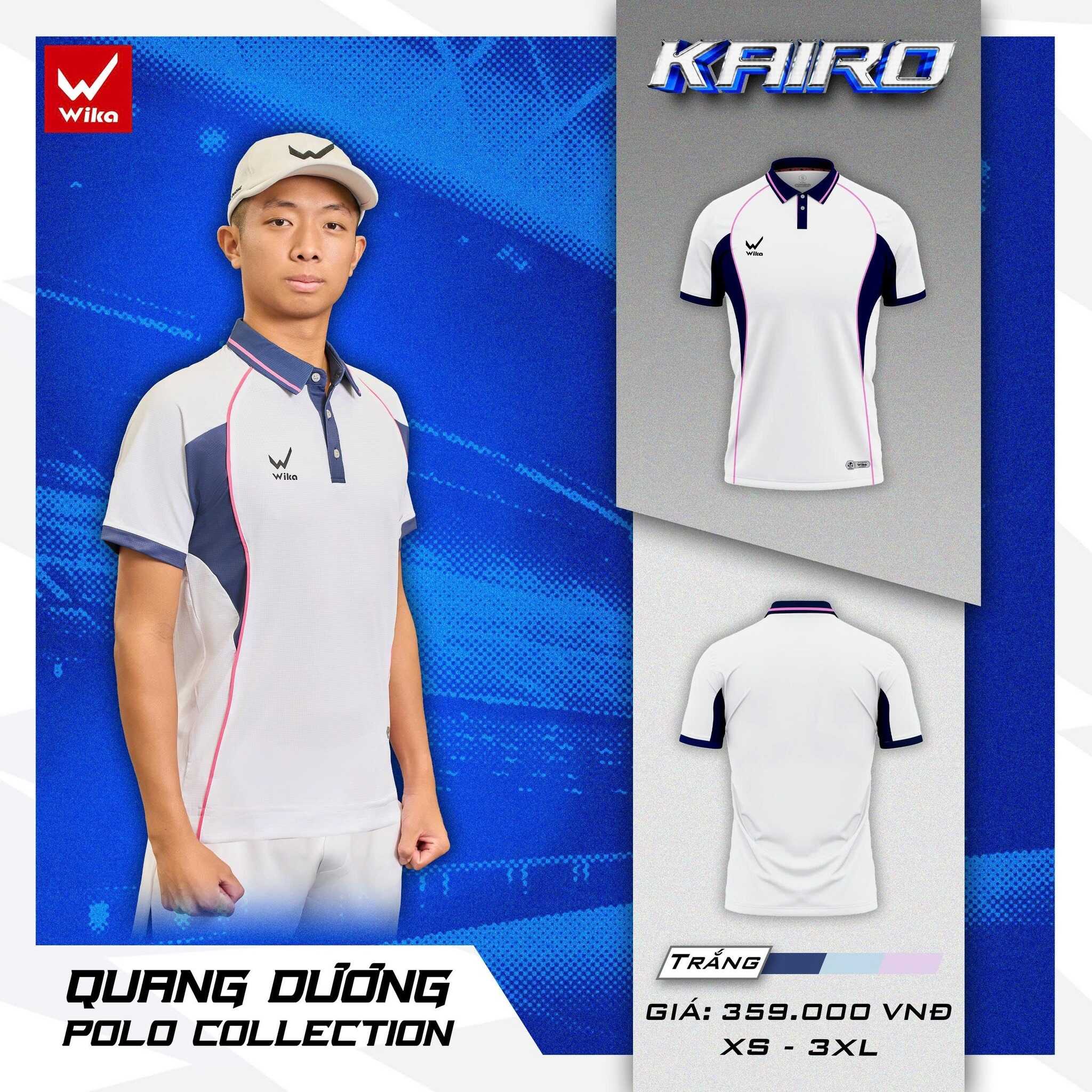 Áo thể thao Polo Wika Kairo Quang Dương màu Trắng