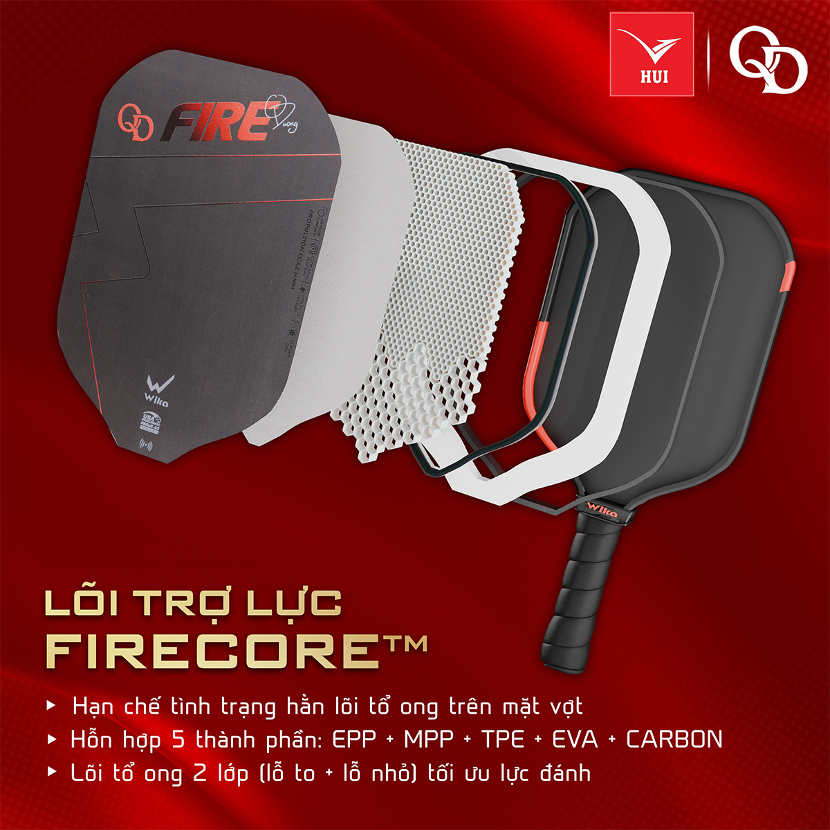 Vợt Pickleball Wika FIRE x Quang Dương