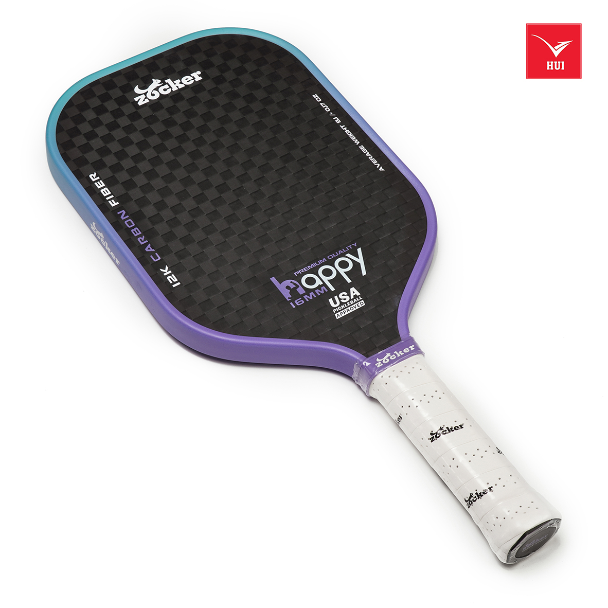 Vợt Pickleball Zocker Happy HP3 Premium Quality siêu nhám độ dày 16mm carbon fiber 12K