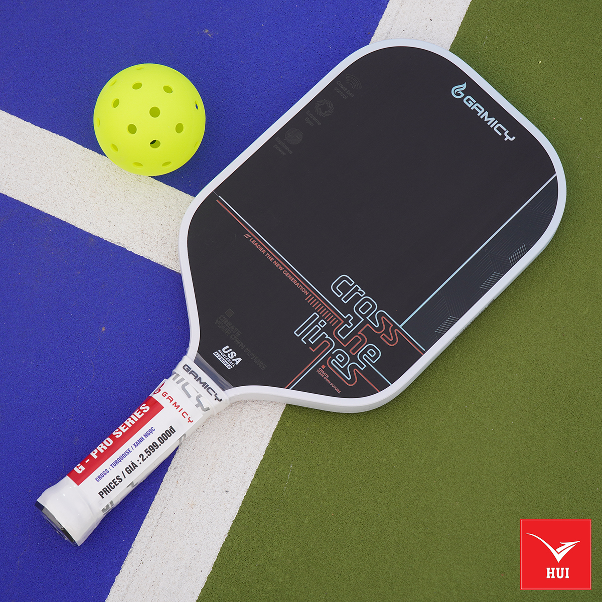 Vợt Pickleball Gamicy Cross 3 lớp carbon Fiber T1000 cao cấp, siêu cứng và nhám công nghệ lõi trợ lực x2 Dual FEC G-Pro Series 16mm
