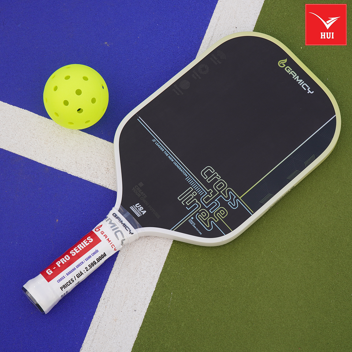 Vợt Pickleball Gamicy Cross 3 lớp carbon Fiber T1000 cao cấp, siêu cứng và nhám công nghệ lõi trợ lực x2 Dual FEC G-Pro Series 16mm