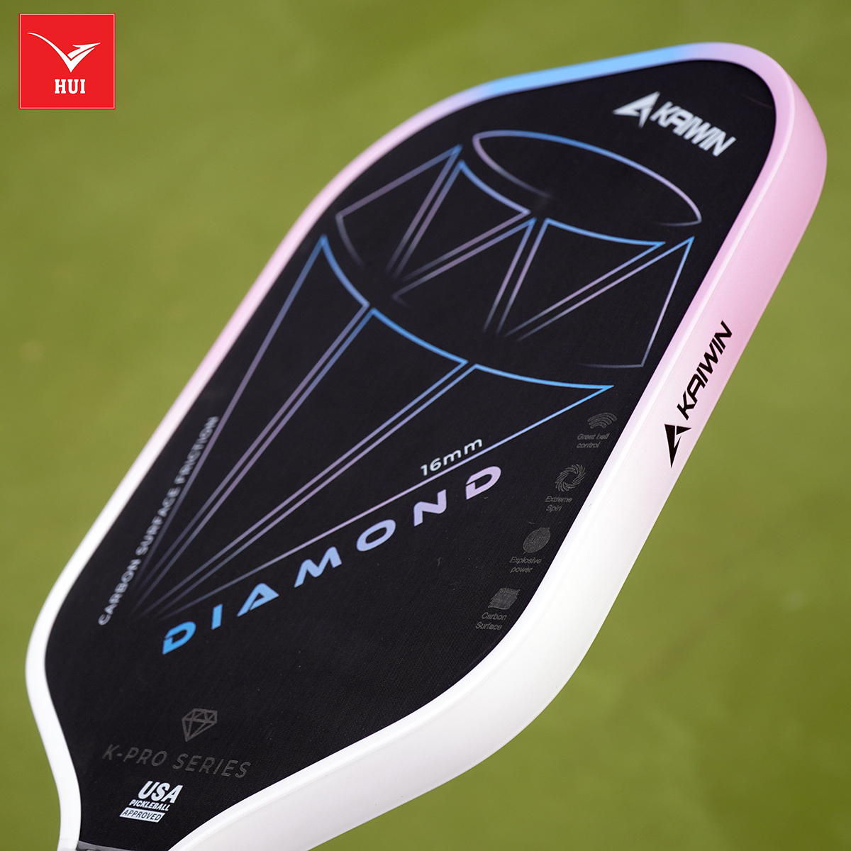 Vợt Pickleball Kaiwin Diamond 3 lớp carbon fiber T700 siêu cứng, nhám kết hợp công nghệ lõi Dualx2 FEC K-Pro Series 16mm
