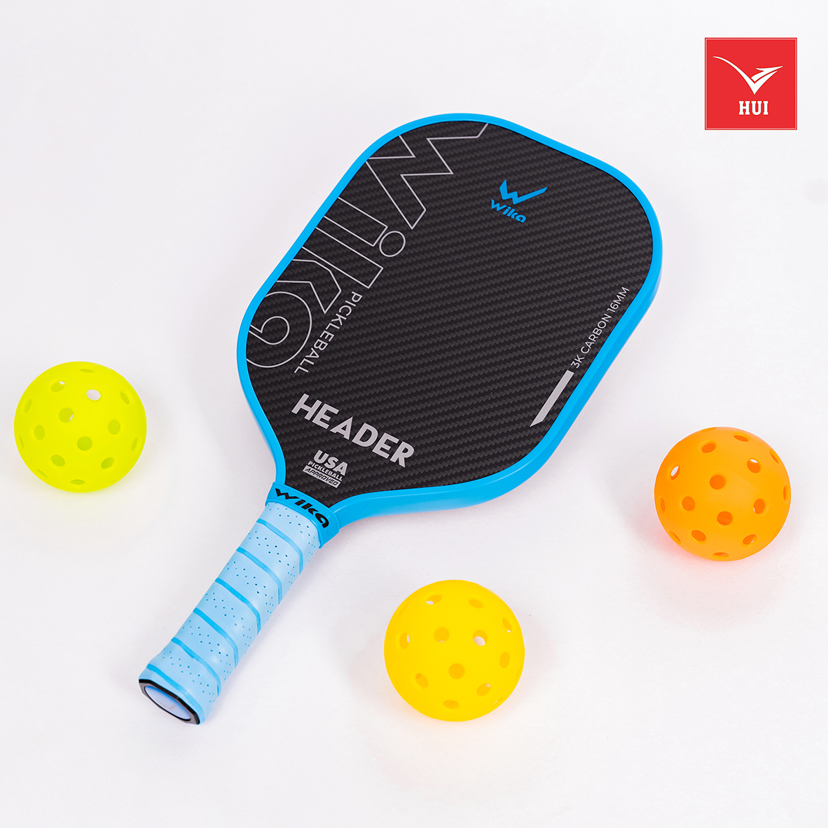 Vợt Pickleball Wika Header - Carbon T1000 cao cấp siêu nhám vân 3K - chiều dày viền 16mm