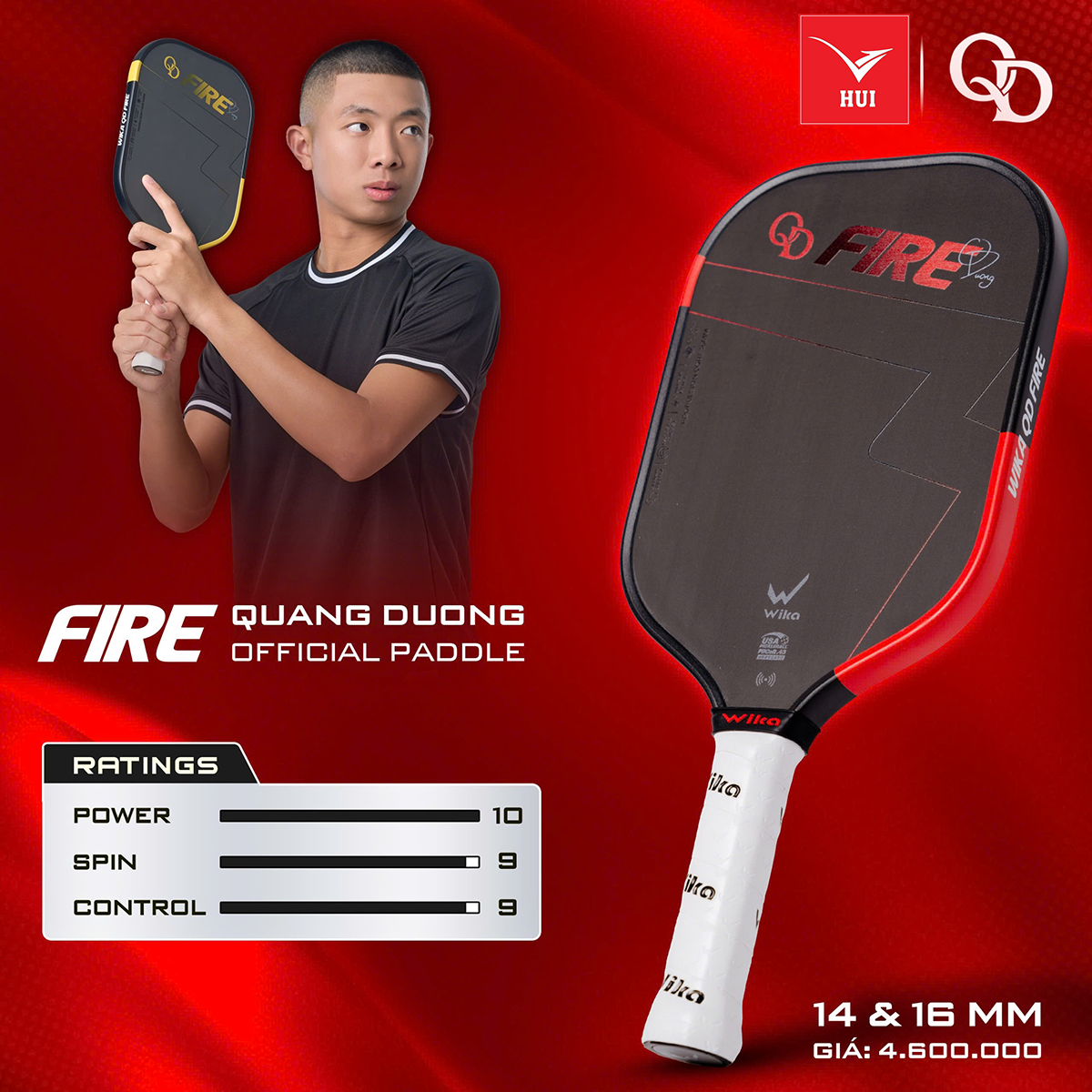 Vợt Pickleball Wika FIRE x Quang Dương