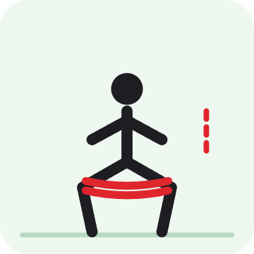 Squat với dây kháng lực trên gối
