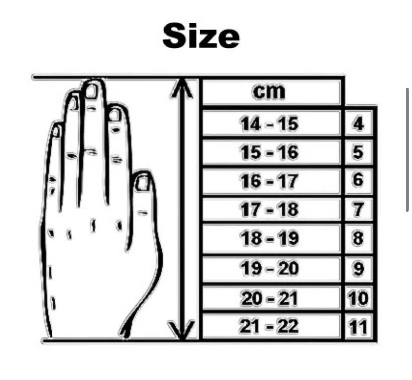 Bảng size găng tay thủ môn KFB