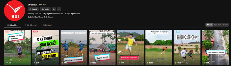 Kênh Tiktok Bóng Đá