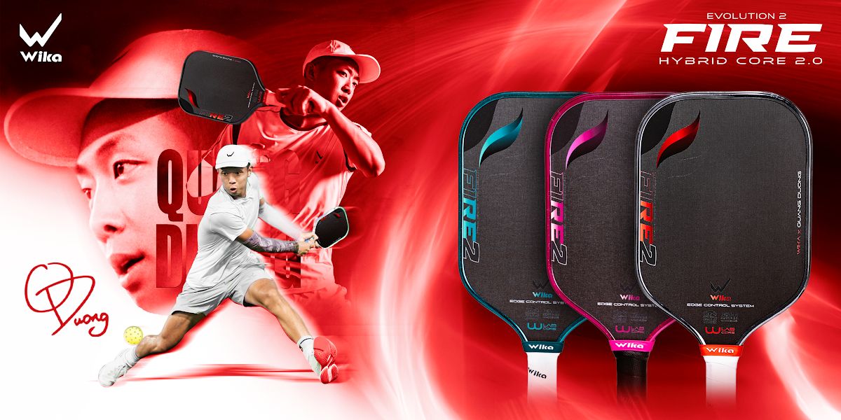 Vợt Pickleball Wika Quang Dương Fire 2 - Hybrid Core 2.0, 3 màu