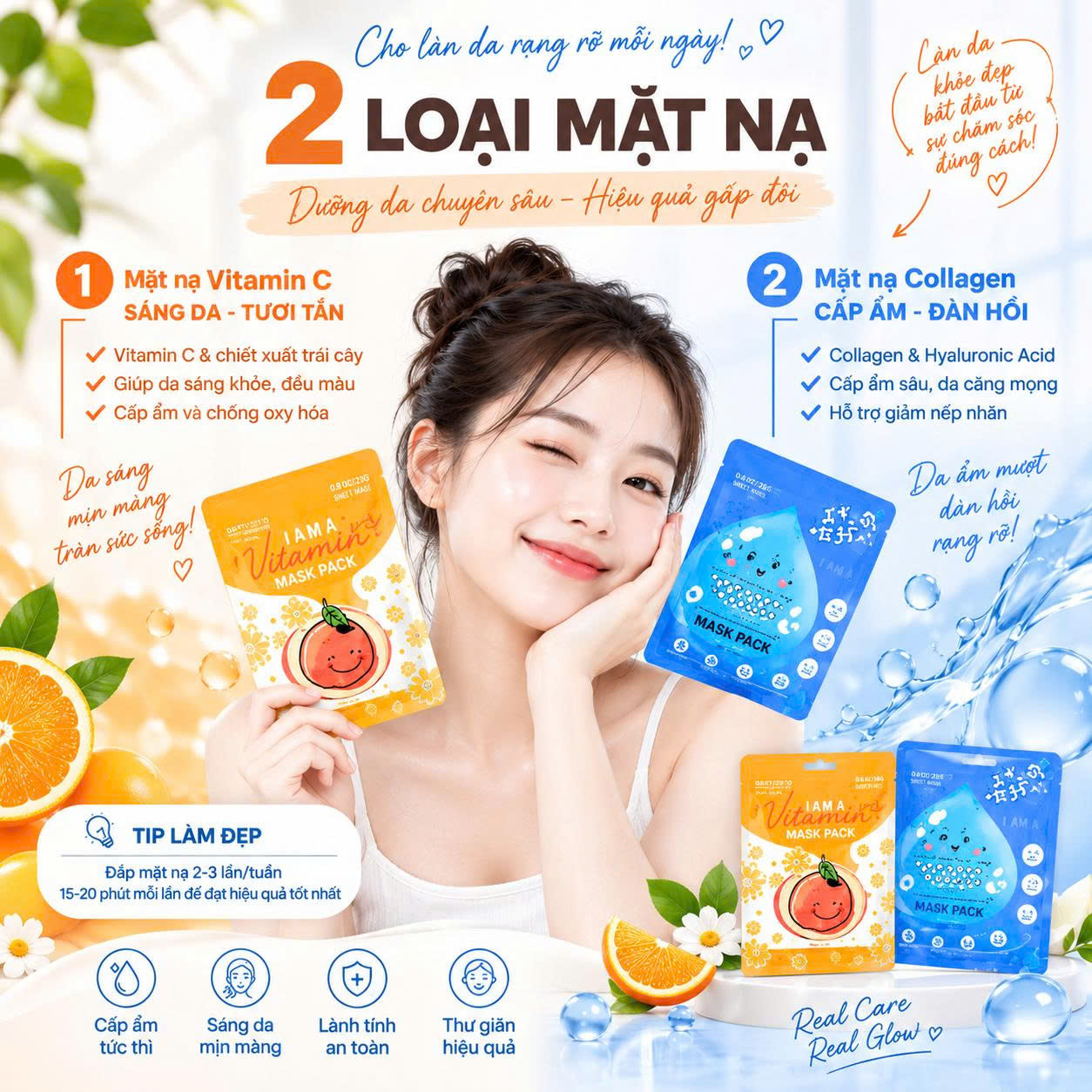 Mặt nạ Vitamin C & Collagen – Bí quyết chăm da sáng mịn, căng bóng