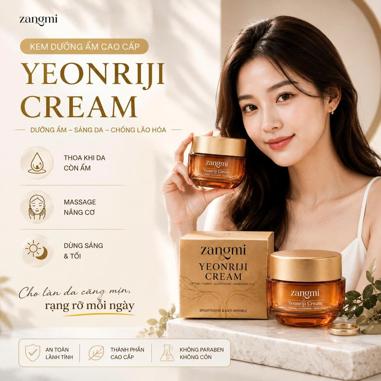 ZANGMI Yeonriji Cream – Kem Dưỡng Ẩm Cao Cấp Giúp Da Căng Mịn, Rạng Rỡ