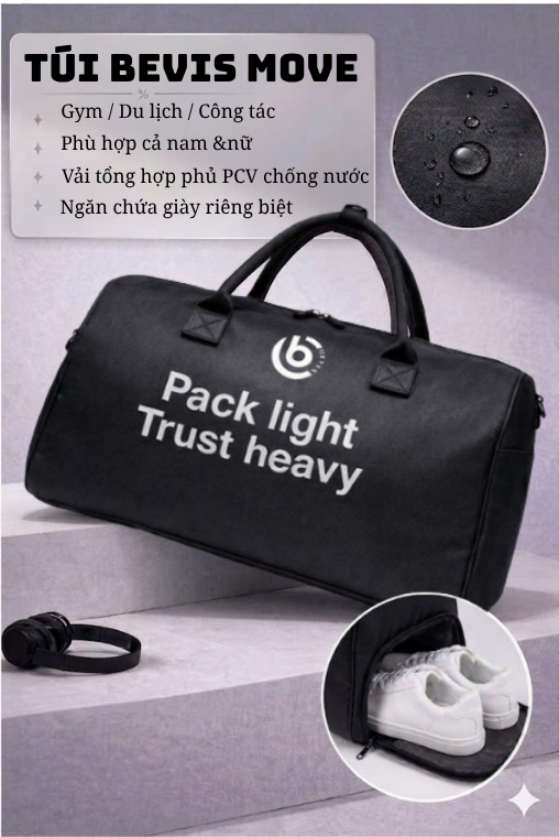 🌐 TÚI BEVIS MOVE – TÚI TRỐNG ĐA NĂNG CHO GYM, DU LỊCH & CÔNG TÁC
